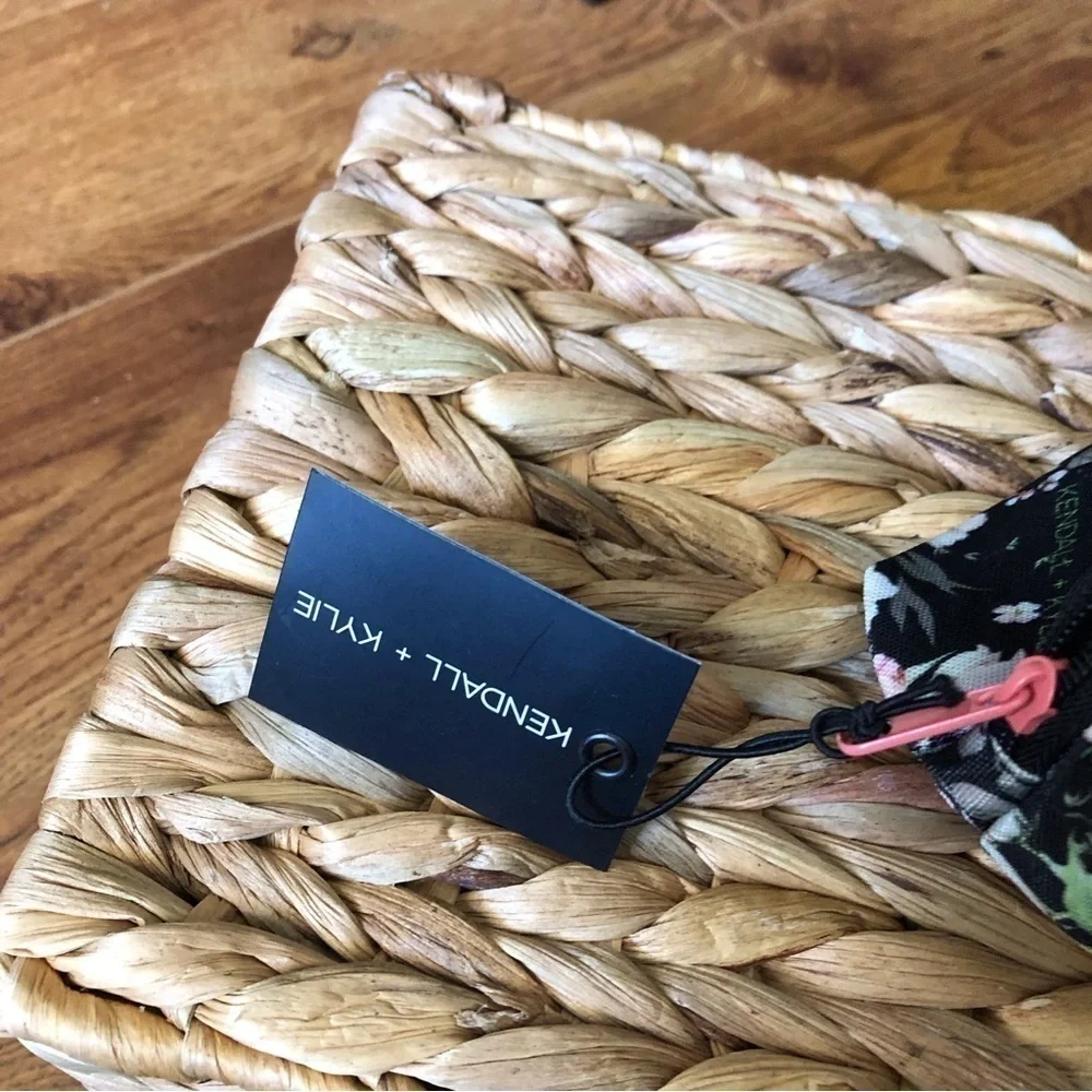 Kendall & Kylie black floral small zippered cosmetic bag